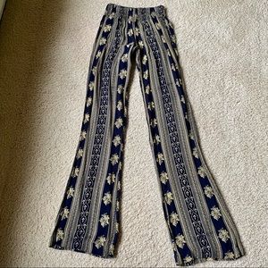 Wide Leg Flare Bohemian Navy Blue Pants Size XS